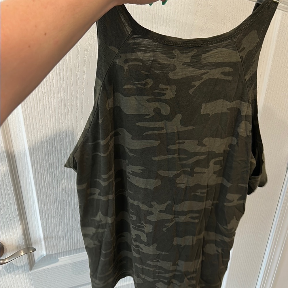 Sanctuary Green and Brown Camouflage Relaxed Tank Top - Picture 3 of 3